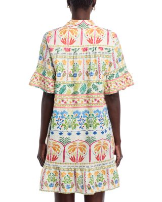 Linen Flounce Hem Shirt Dress