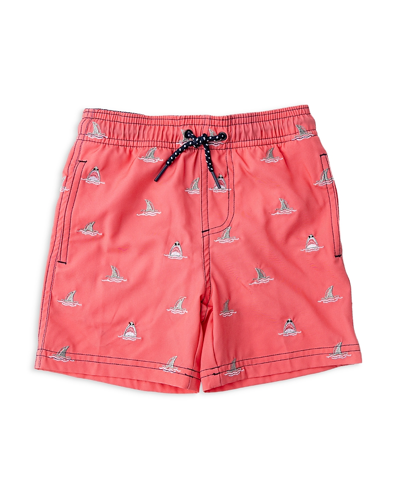 Shade Critters Boys' H2o Shark Embroidered Swim Trunks - Little Kid In Red