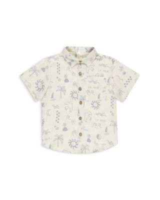 Rylee + Cru - Boys' Mediterranean Print Short Sleeve Linen Shirt - Little Kid