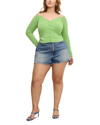 Stretch Rib Knit Off Shoulder Top