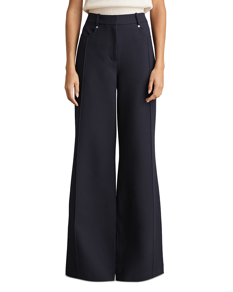 Reiss Heather Wide Leg Palazzo Pants In Navy