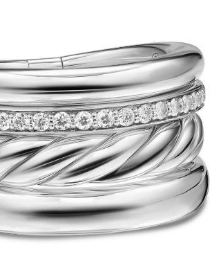 DY Mercer&reg; Four Row Ring in Sterling Silver with Diamonds, 13.8mm