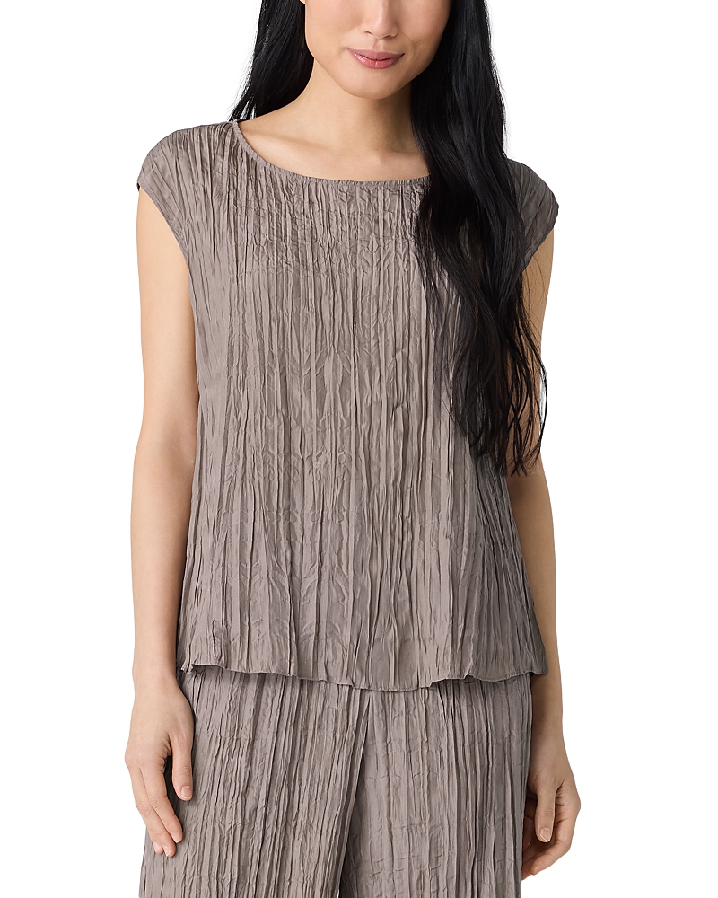 Eileen Fisher Crushed Silk Ballet Neck Top