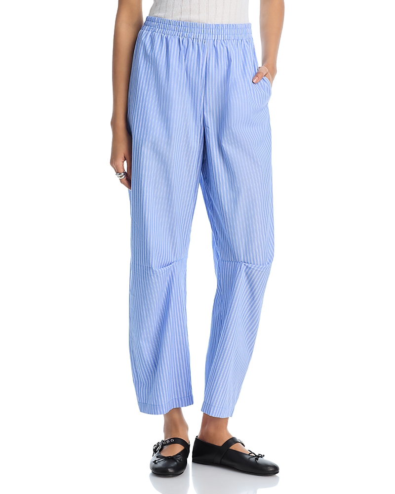 Steve Madden Womens Tula Striped Button Front Shirt Saelyn Striped Barrel Leg Pants In Vintage Blue