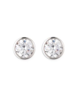 Cubic Zirconia Bezel Stud Earring