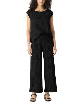 Crushed Silk Wide Leg Ankle Pants