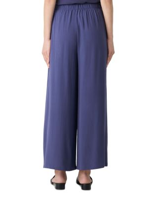Silk Georgette Crepe Wide Leg Pull On Ankle Pants