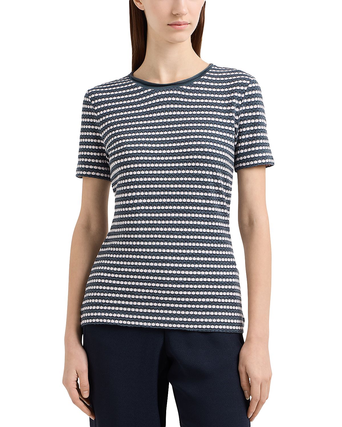 Emporio Armani Honeycomb Jacquard Jersey Top