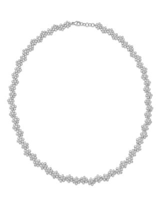 Bloomingdale's Fine Collection - Diamond Flower Collar Necklace in 14K White Gold, 8.0 tcw