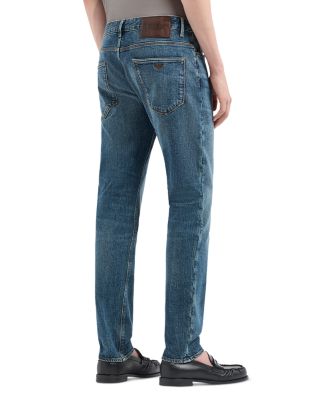 Slim Fit Washed Jeans in Medium Blue
