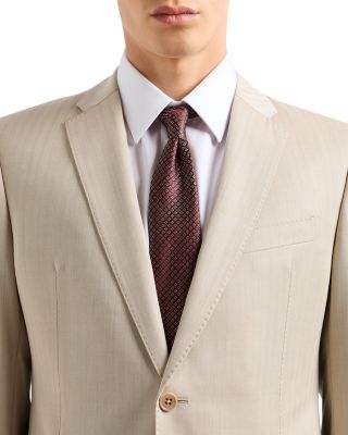 M Line Slim Fit Single Breasted Notch Lapel Suit in Herringbone Stripe