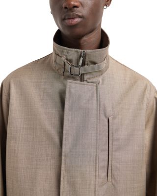 Silky Finish Buckle Closure Wool Coat