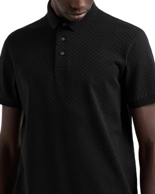 Textured Cotton Allover Jacquard Motif Polo