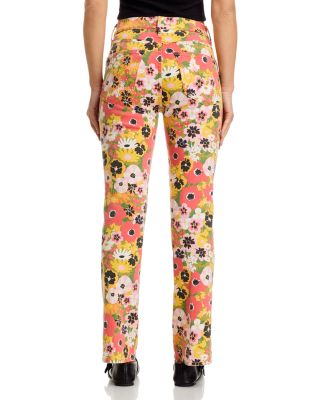 Smokin Double Flood High Rise Ankle Jeans in Flowers Al Fresco