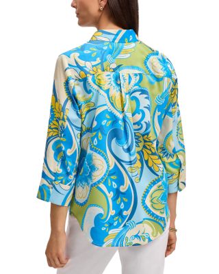 Margie 3/4 Sleeved Tropical Jacobean Shirt