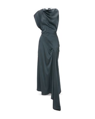 Asymmetric Draped Midi Dress