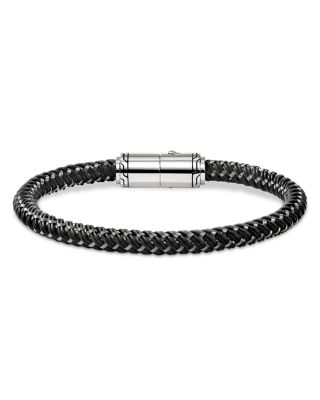 Men's Sterling Silver Woven Rubber Bracelet