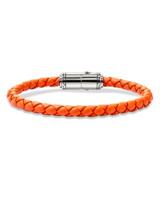 Men's Sterling Silver Woven Leather Bracelet