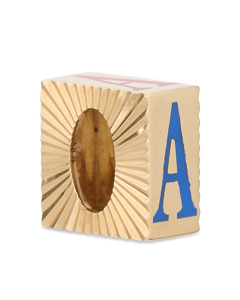 Shop Adina Reyter 9k Yellow Gold Ceramic Initial Fluted Big Bead Pendant In A