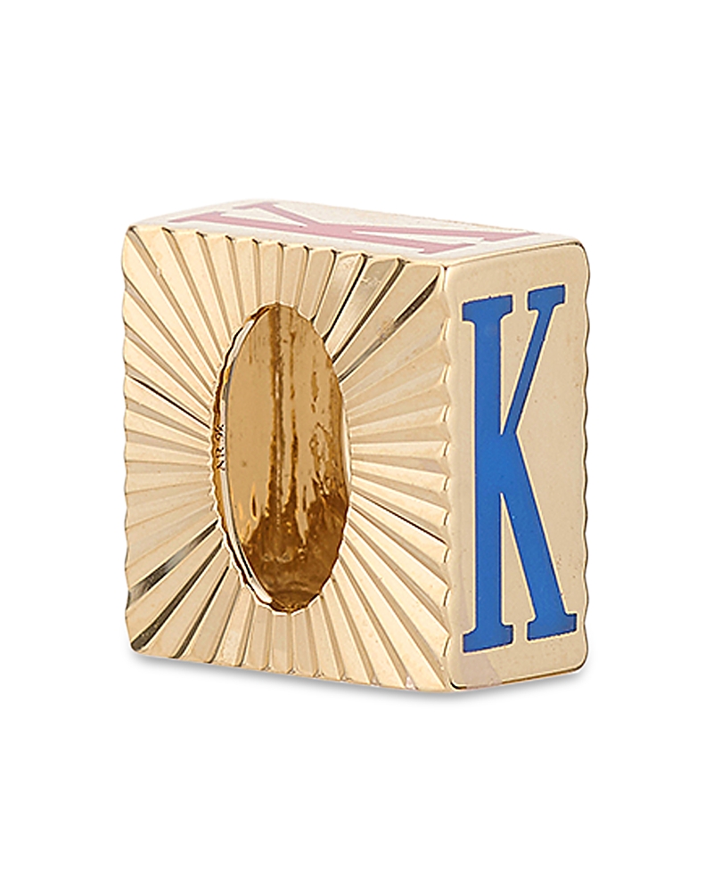 Shop Adina Reyter 9k Yellow Gold Ceramic Initial Fluted Big Bead Pendant