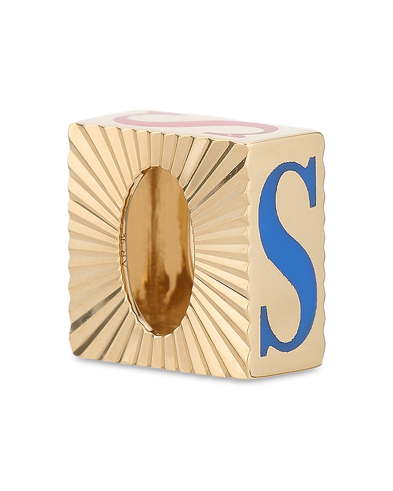 Adina Reyter 9k Yellow Gold Ceramic Initial Fluted Big Bead Pendant In S