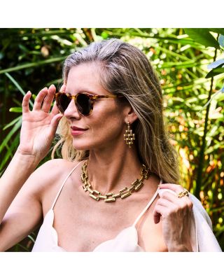 Pathway Link Collar Necklace in 18K Gold Plated, 17" 