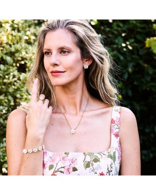 Mermaid Garden Mother Of Pearl Blossom Petite Stud Earrings in 18K Gold Plated