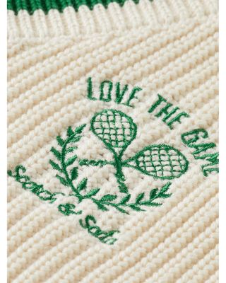 Girls' Tennis Embroidery V-Neck Sweater - Little Kid, Big Kid