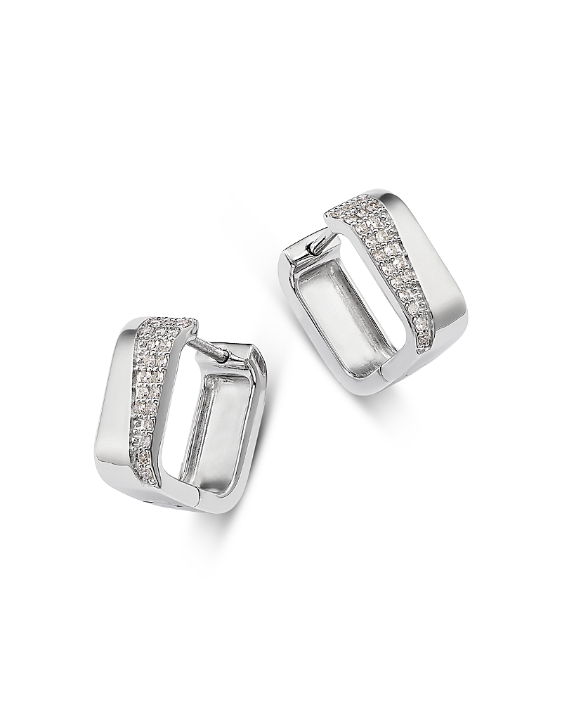 Bloomingdale's Fine Collection Diamond Micropave Huggie Hoop Earrings In 14k White Gold, 0.2 Ct. T. W. In White