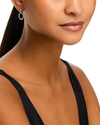 Diamond Circle Drop Earrings in 14K White Gold, 0.50 tcw