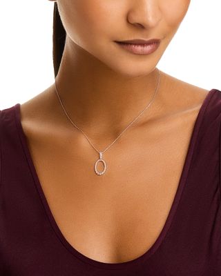 Diamond Circle Pendant Necklace in 14K White Gold, 0.50 tcw