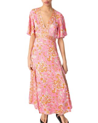 Patterned Flowing Maxi Dress