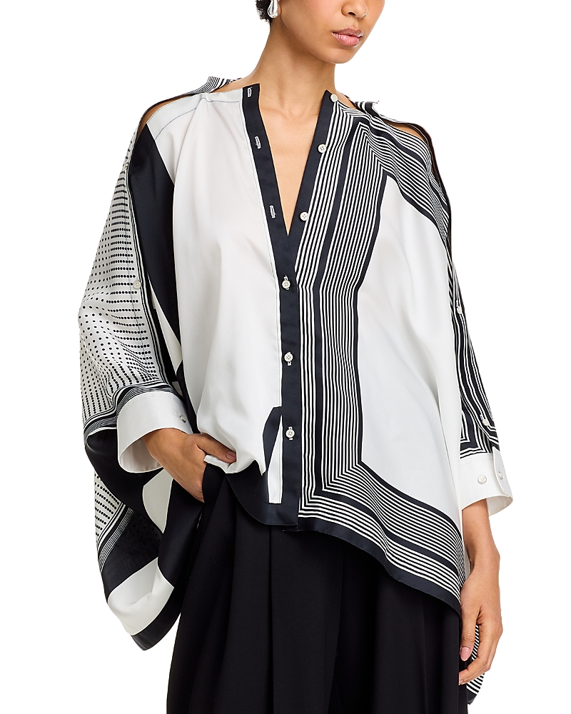 Shop Helmut Lang Oversized Mixed Print Blouse