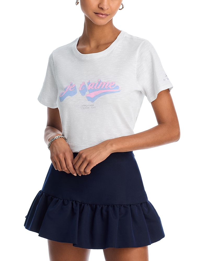 Cinq À Sept Cinq A Sept Je Taime Logo Shrunken Tee In White/multi
