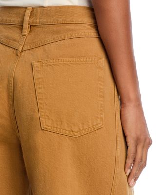 The Twisted High Rise Wide Leg Ankle Jeans in Biscuit