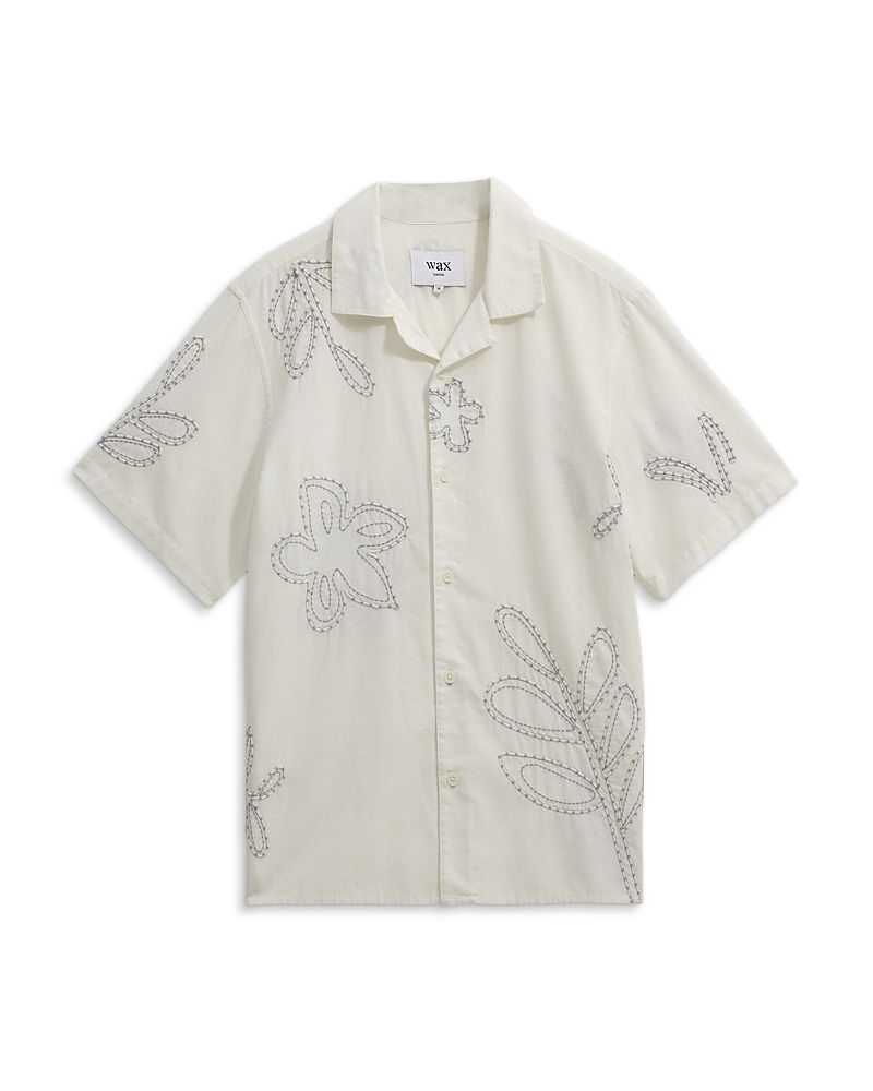 Wax London Didcot Floral Print Oversized Shirt In Ecru/pale Blue