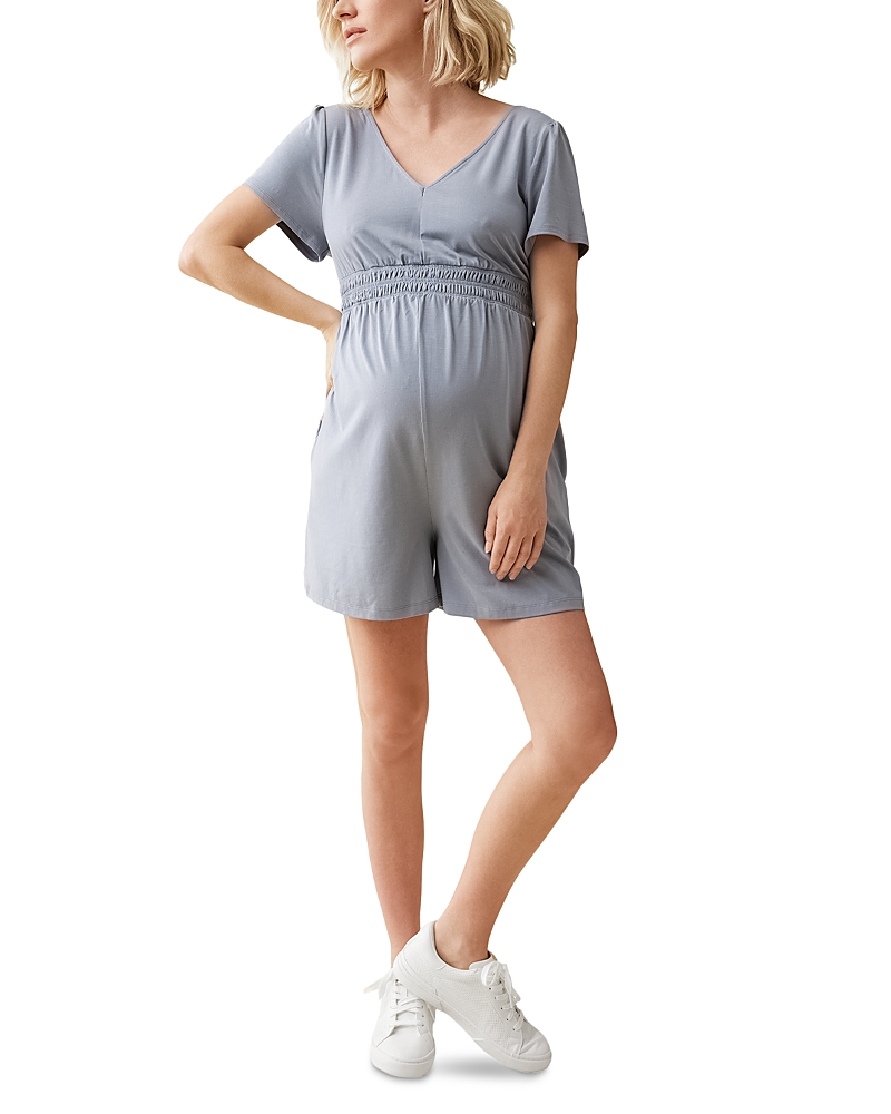 Ingrid & Isabel Knit Maternity Romper In Coastal Gray