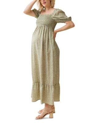 Elbow Sleeve Smocked Maxi Dress