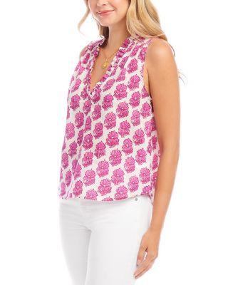 Sleeveless Ruffle Trim Top