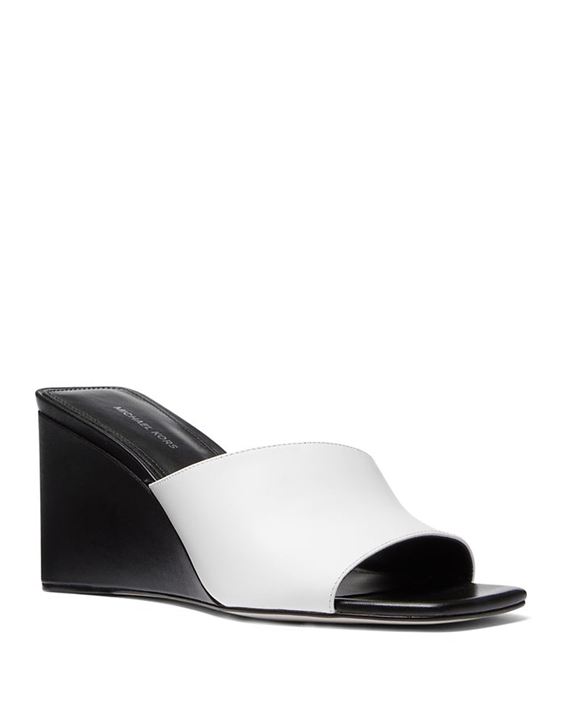 Michael Kors Merriam Leather Wedge Sandal In Optic White