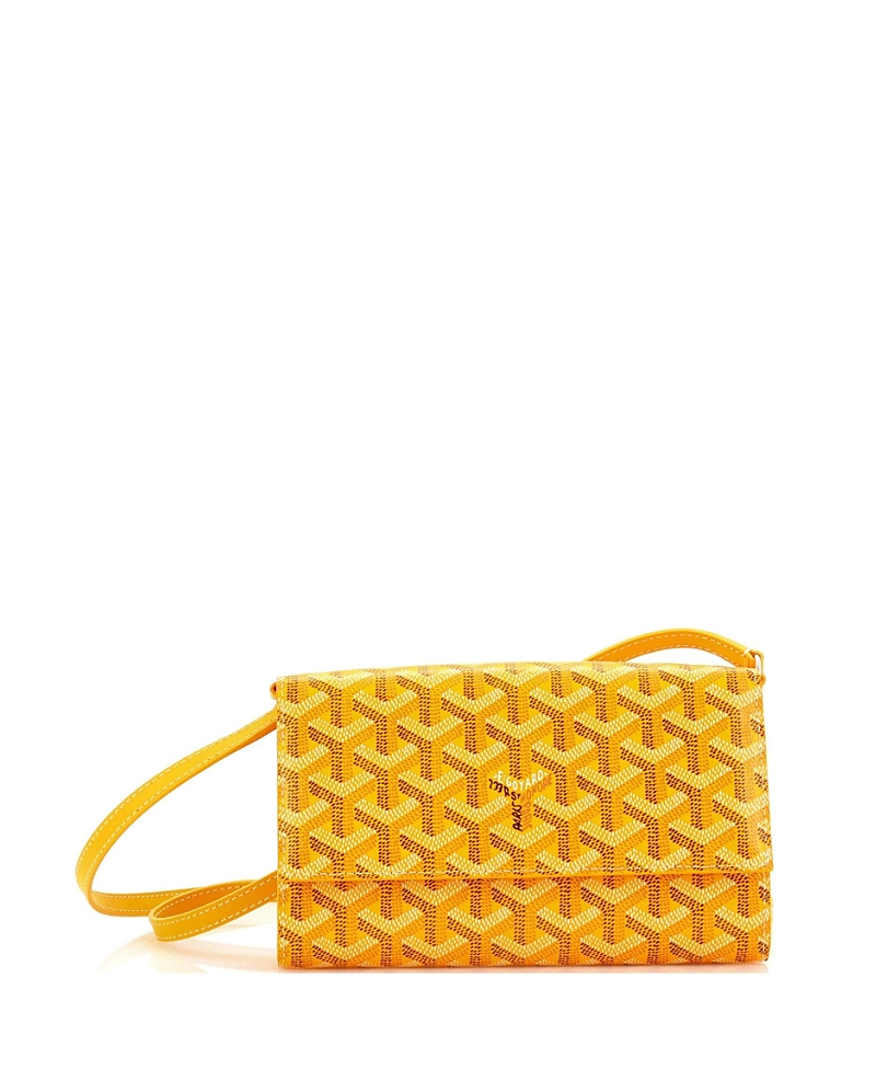 Pre-owned Pre-owned Goyard Goyard Varenne Continental Wallet With Strap Coated Canvas In Yellow