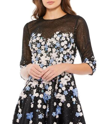 Beaded Appliqu&eacute;d Midi Dress