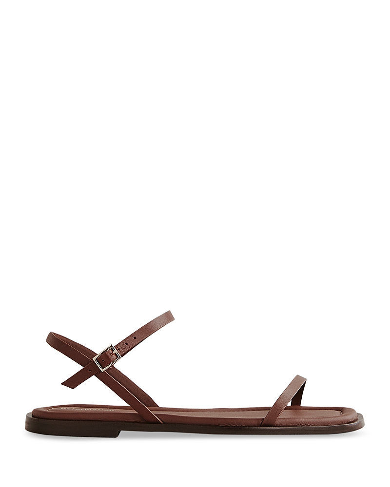 Reformation Lake Flat Sandals Walnut Leather In Walnut Leather
