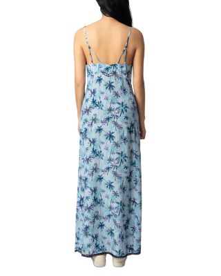 Ramelil Sunset Palm Mist Silk Dress