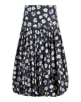Ellah Mini Tossed Poppies Midi Skirt