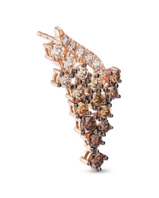 Ombr&eacute; Brown Diamond Cascade Drop Earrings in 14K Rose Gold, 1.49 tcw