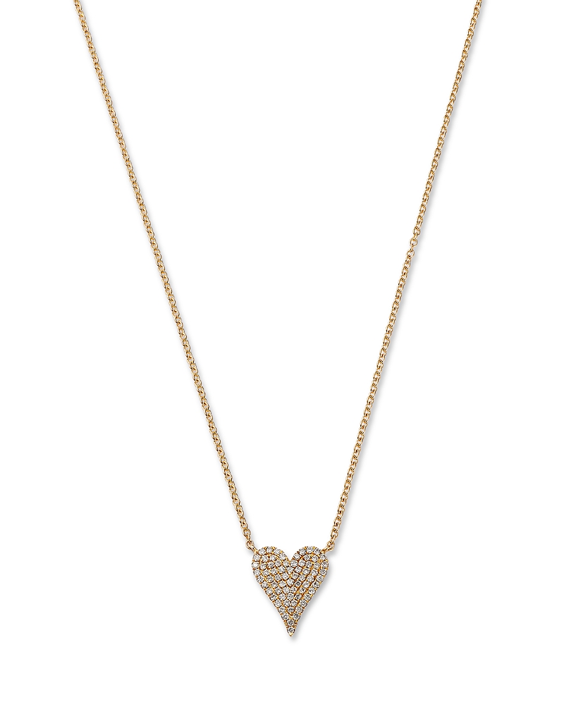 Bloomingdale's Fine Collection Diamond Pave Heart Pendant Necklace In 14k Yellow Gold, 0.21 Ct. T. W.