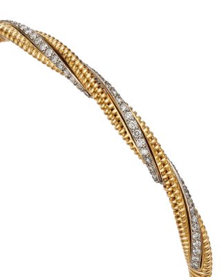 Diamond Twist Bangle in 14K White & Yellow Gold, 0.55 tcw