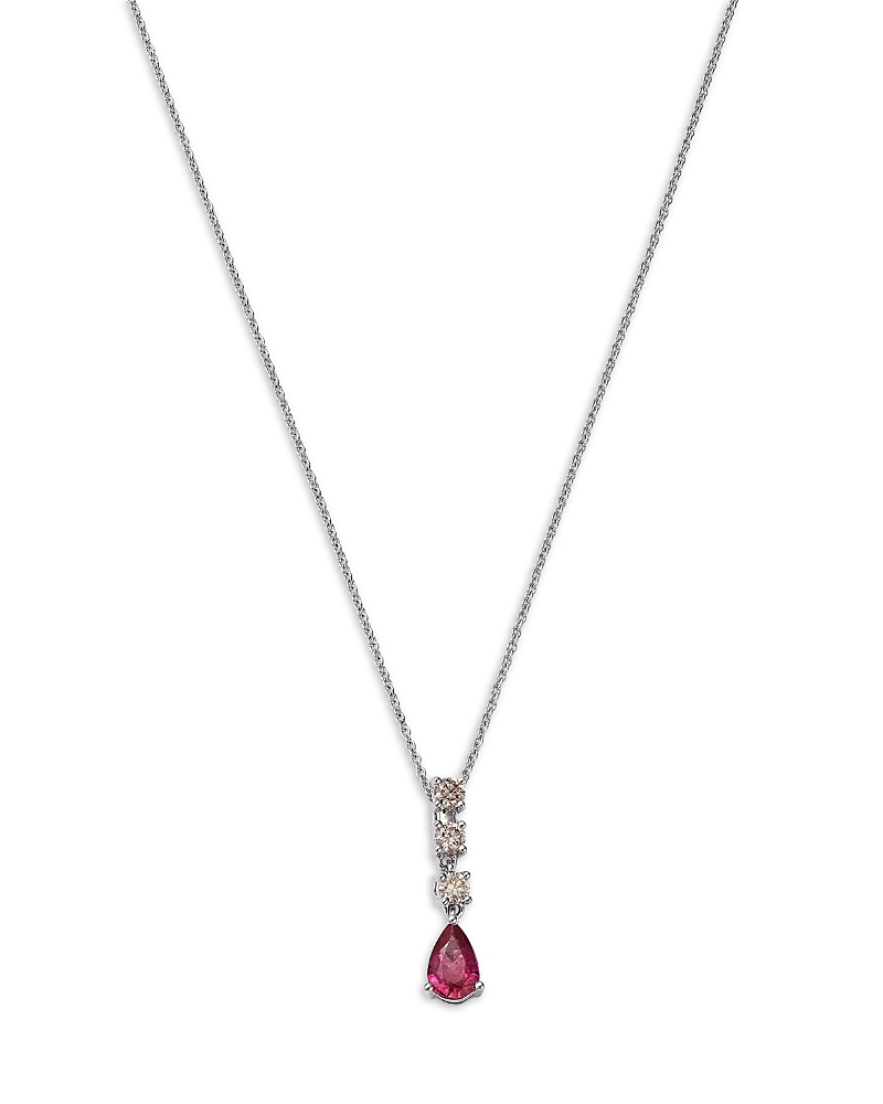 Bloomingdale’s Fine Collection Ruby & Diamond Linear Pendant Necklace in 14K White Gold, 20
