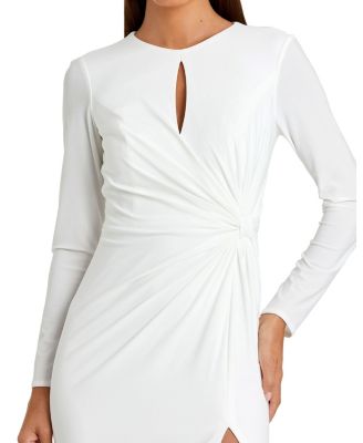 Long Sleeve Keyhole Draped Gown